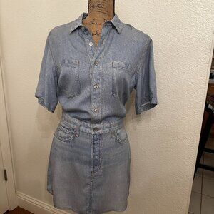 RAG & BONE Printed Tencel Mini Shirt Dress - Size L